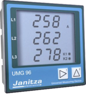 UMG 96 (52.09.001) Iизм: ../5AА, кл.1%, Uизм:~50…275/~87…476В, кл.1%, фаз:1,2,3,4, F:(45...65)Гц, кл.1,5%, Экран-ЖКИ(монохром),85мм, вшг: 96x96x42мм, Uпит.:~196-275ВВ, cos ? A42047