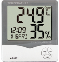 AR807, Т=(-10…70)°С, погр. 1°С, RH=(20…90%), пит.: 2x 1,5В, тип ААА, вшг: 106x98x22мм., вес:125г. A29645