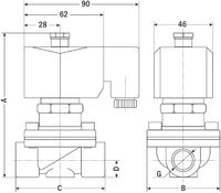 AR-2W12-15, НО, Ду=15мм, Присоед.1/2",Латунь, Уплотн.: EPDM, Р=(0…1)МПа, Т=(-10…120)°С, Kv=3,8м3/ч, Катушка: S51H, =24В, вшг:125x100x90мм, 875г. A28996