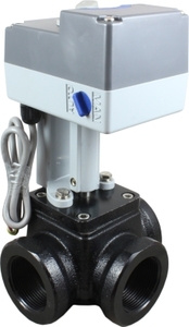 AR-GBI31.20 P=(0…0,6)МПа,Траб.=(0…100)°С, Ду=20мм, присоед.=Rc3/4", Kv=6,3м?/ч, ход 120-130сек.,~220В, корпус: Чугун, тип: Шаровый, переключающий (L-тип), вшг: 201х110х77мм, вес: 2300г 