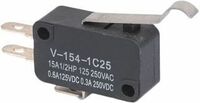 V-154-1C25, 0,01…1000 мм/с, част.: 600/60 опер/мин., Т=(-25…+80)°C, Влаж.=95%RH, Износ.: 5 000 000 / 100 000раз, IP40, Пластина, на нажатие, Мощн.: 15А ~250В/0,6A =125В/0,3A =250В , вшг: 18,8x10,3x42,6мм. A21945