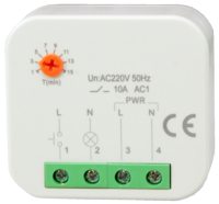 ARCOM-MR-02, импульсное реле Uпит.~230 В, нагр.~10А, 250В, крепление в монтажную коробку, настраиваемое время выключения реле 1...12 мин 