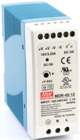 MDR-40-48 AC-DC, 40Вт, на DIN рейку, вход 85...264В AC, 47...63Гц, 120...370В DC, выход 48В/0,83А, регулировка 48...56В, изоляция 3000В AC, в кожухе 40х90х100 мм, -20...+70°С