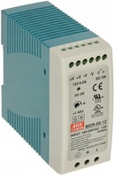 MDR-60-12 AC-DC, 60Вт, вход 85…264V AC, 47…63Гц /120…370В DC, выход 12В/0…5A, рег. вых=0...+20%Uном,  изоляция 3000В AC, в кожухе на DIN-рейку 40х90х100мм, -20…+70°С  