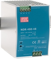 NDR-480-48 AC-DC, 480Вт, вход 90…264V AC, 47…63Гц /127…370В DC, выход 48В/10A, рег. вых 48…55В, изоляция 3000В AC, в кожухе на DIN-рейку 63х125.2х113.5мм, -20…+70°С
