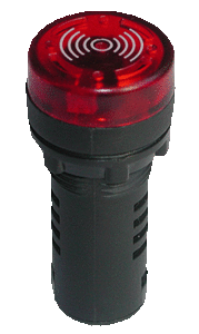 AR-AD22-22SM/Y, цвет: желтый, ?29мм, монт.отв.22мм, 80~~100дБ, IP45, подключение: винтовые клеммы, светодиодная индикация (с миганием), ~220В